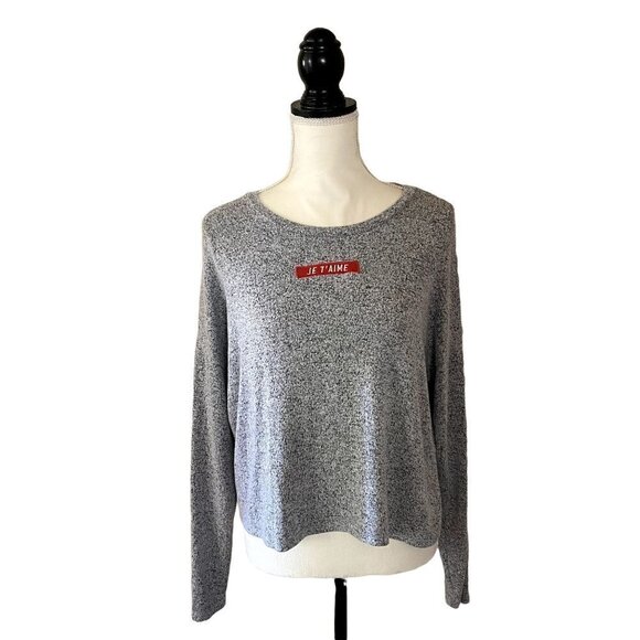 Forever 21 | Je T'aime Long Sleeve Top | Color: Light Gray | Medium - Picture 1 of 6
